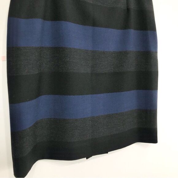Tahari Blue Gray Black Horizontal Stripe Career Pencil Skirt - Picture 5 of 13